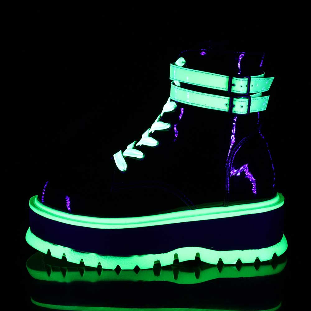 neon green platform boots