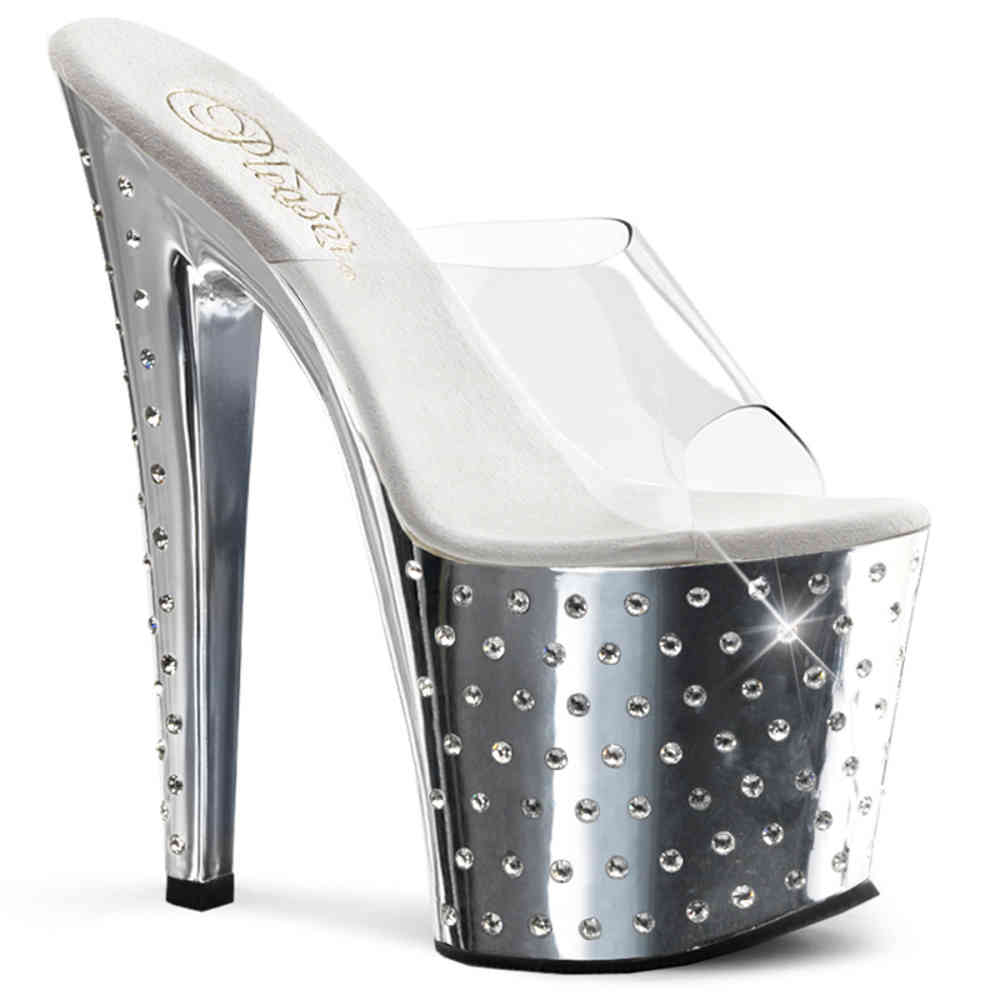 silver slide heels