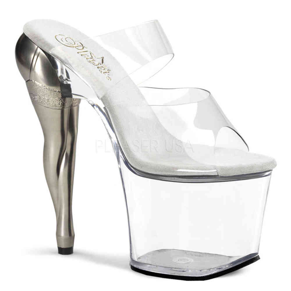 white slide heels