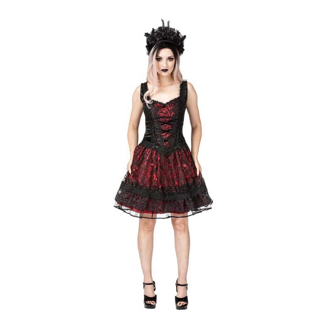 Sinister Sinister - 1324 Mini dress - Black/Burgundy | Attitude Europe