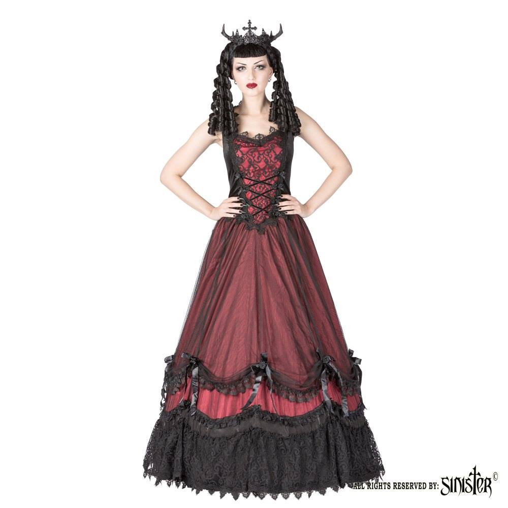Sinister Sinister - 1064 Long dress - Burgundy/Black | Attitude Europe Sinister Sinister - 1064 Long dress - Burgundy/Black | Attitude Europe