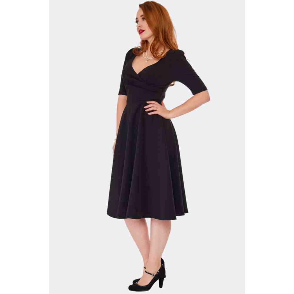 Voodoo Vixen Voodoo Vixen Black Half Sleeves Flare dress Black