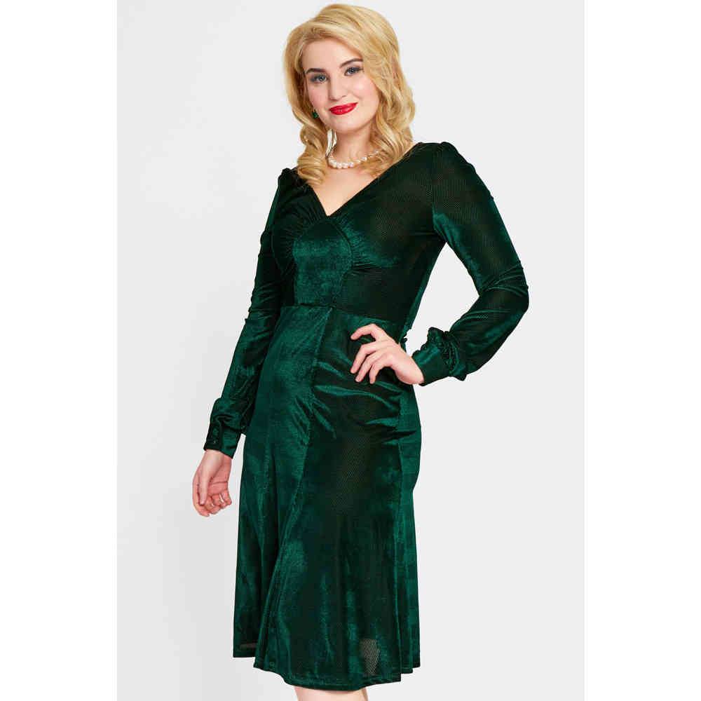 voodoo vixen green velvet dress Green Velvet Iva Swing Dress by VooDoo Vixen Cats Like Us