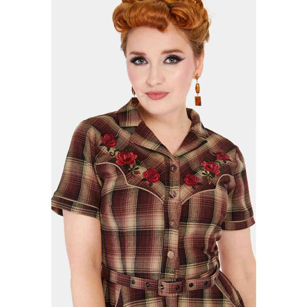 Voodoo Vixen Voodoo Vixen - Western Style Flare Flare dress - Brown | A