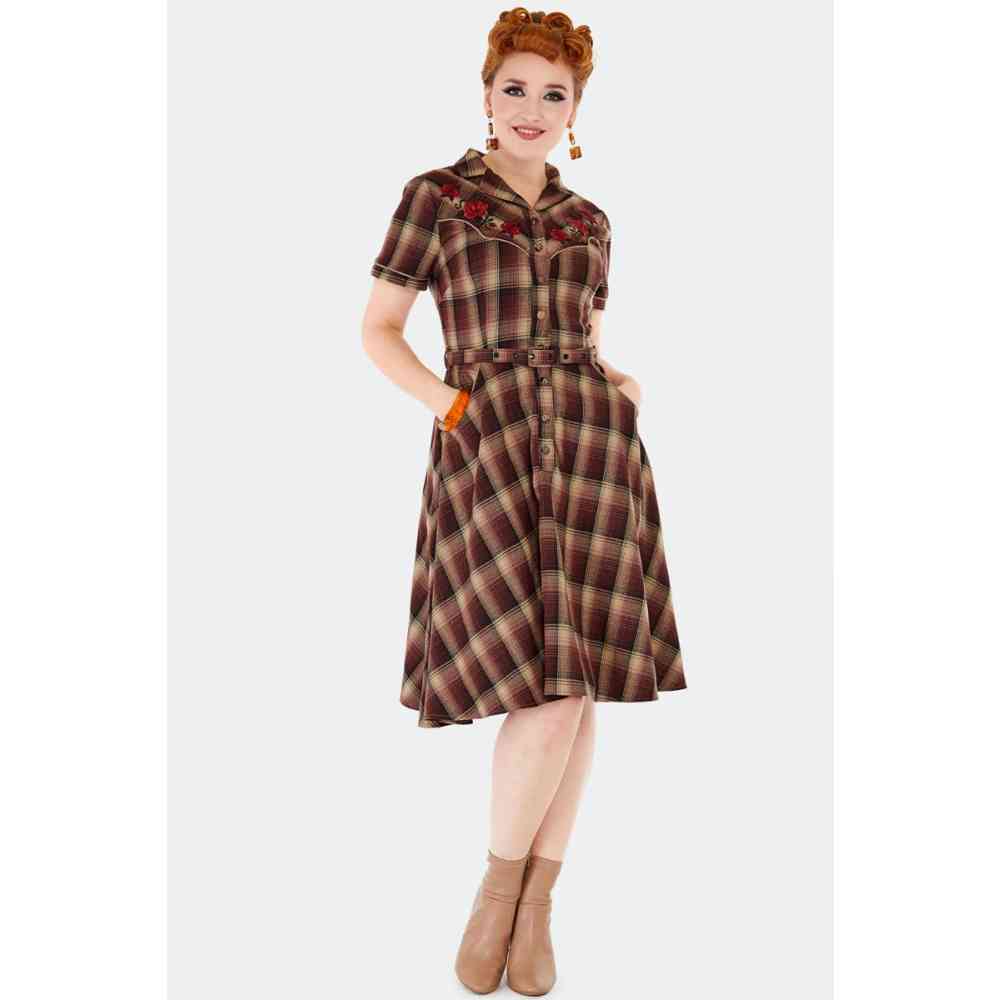 Voodoo Vixen Voodoo Vixen - Western Style Flare Flare dress - Brown | A