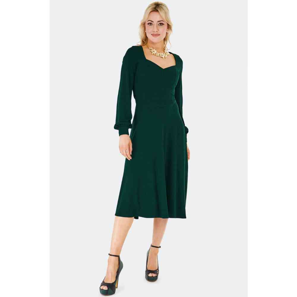 Voodoo Vixen Voodoo Vixen - Textured Knit Flare dress - Green | Attitud