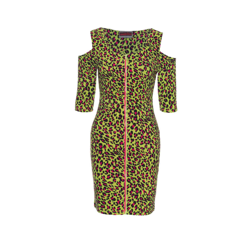 Jawbreaker Jawbreaker Bodycon Kleid Neon Leopard Grun Attitude Deutsc