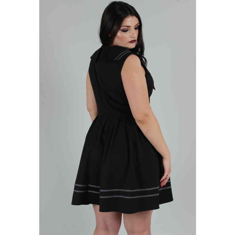Jawbreaker Womens Skull Striped A-Symmertric Dress A-Line Dress Alternative Goth