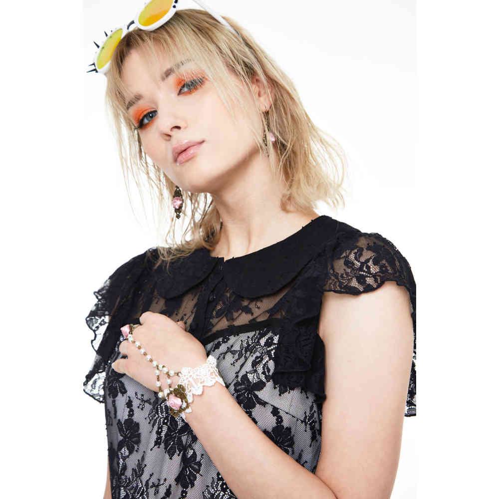 Jawbreaker Jawbreaker - Lace overlay collar Short dress - White | Attit Jawbreaker Jawbreaker - Lace overlay collar Short dress - White | Attit