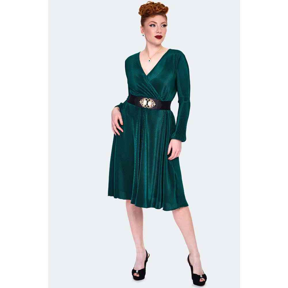 green emerald velvet dress Olivia Green Knit Fitted Dress by Voodoo Vixen