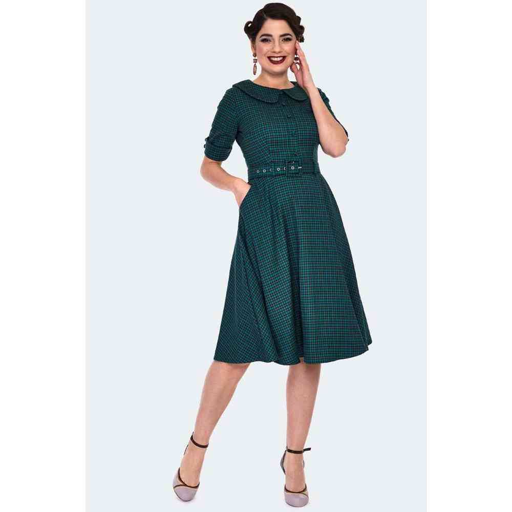 Voodoo Vixen Voodoo Vixen - Check Midi Short dress - Green | Attitude E Voodoo Vixen Voodoo Vixen - Check Midi Short dress - Green | Attitude E