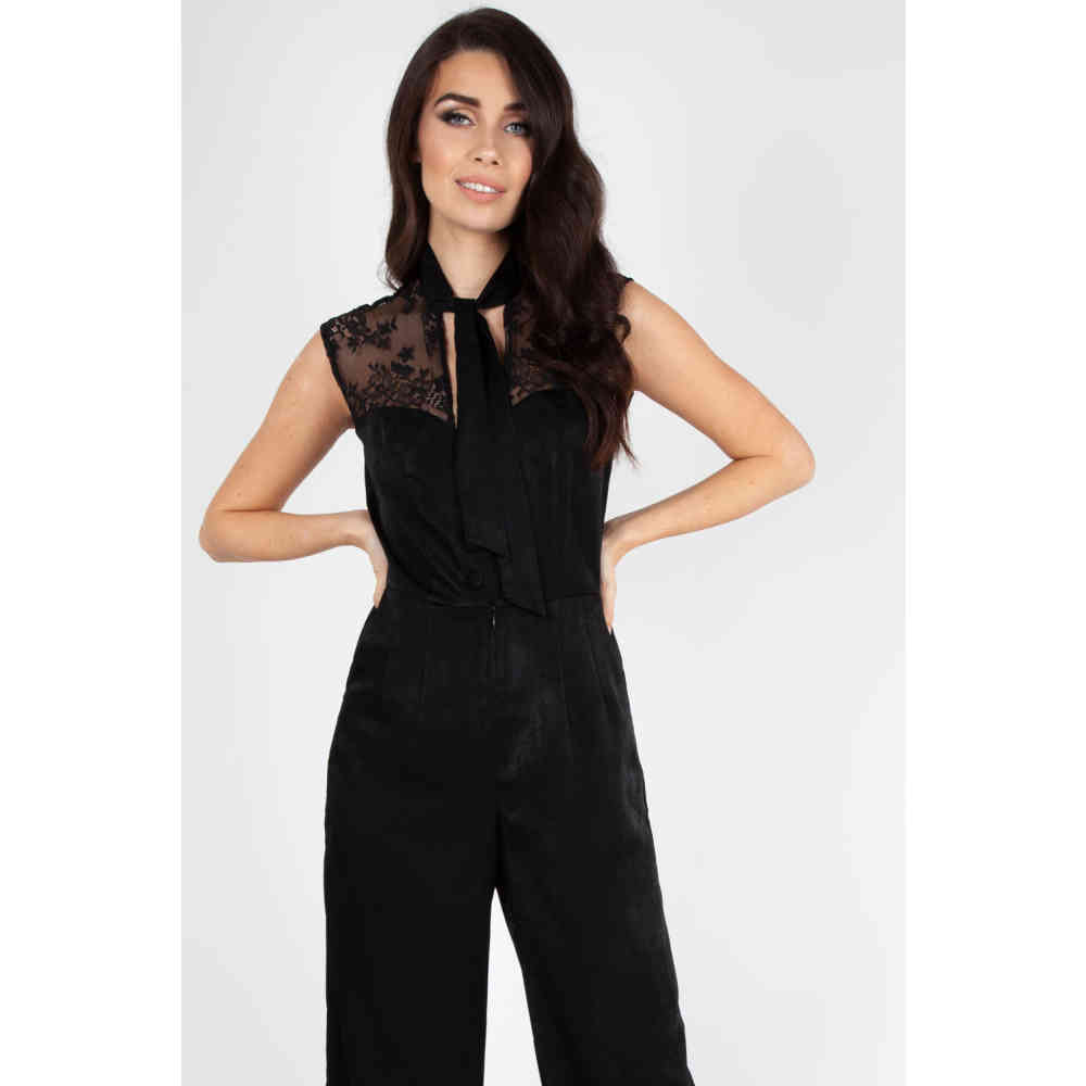 satin black jumpsuit