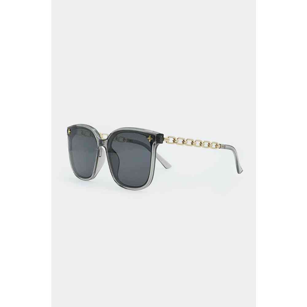 Classic Retro Sunnies with Chain Grey Lens Classic Retro Sunnies with Chain Gradient Grey Lens - www  main image 4