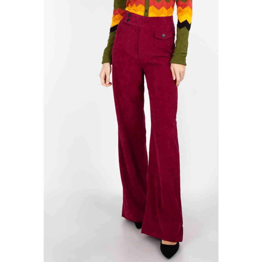 burgundy straight leg trousers