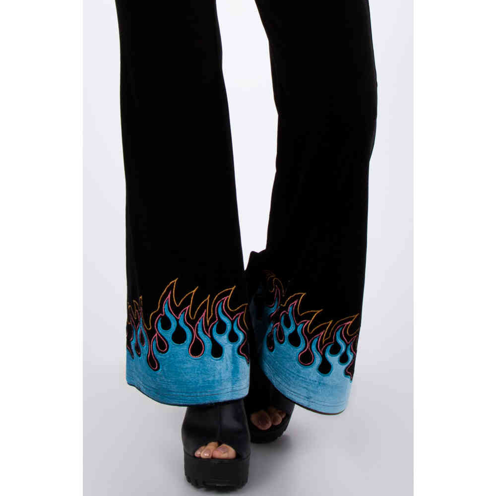 pants with flames at the bottom