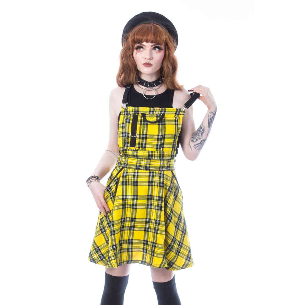 yellow checkered pinafore