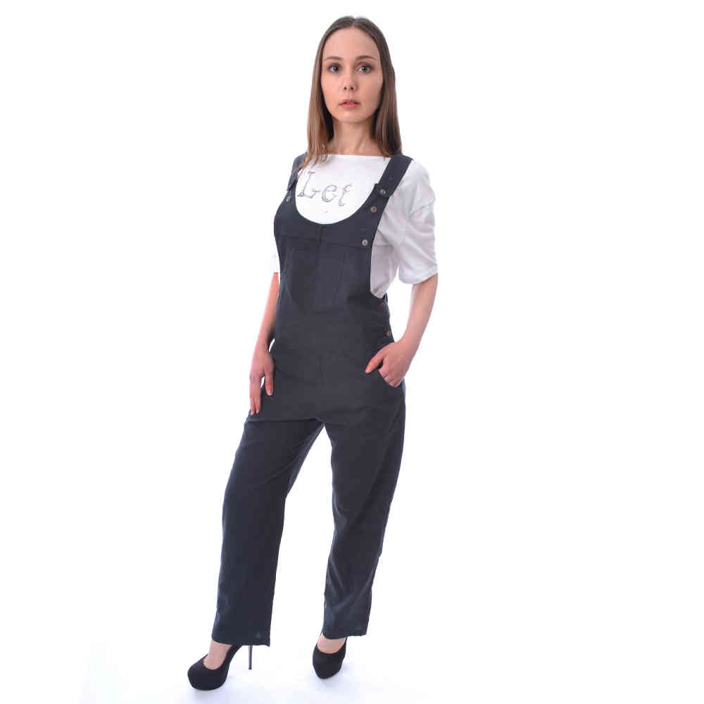 ladies black dungarees