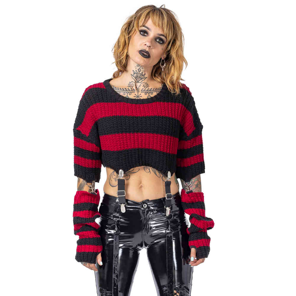 Cropz Carlo Colucci Pullover Rot Schwarz Damen-Bekleidung Von