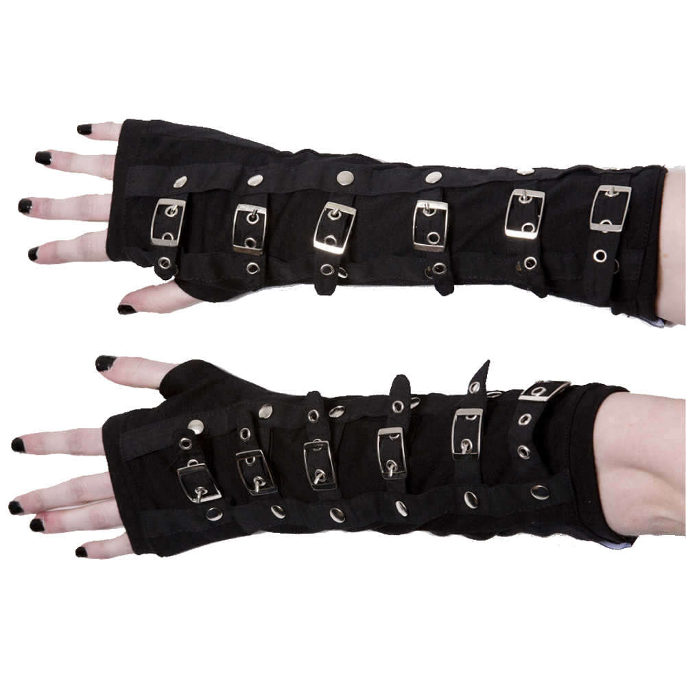 Poizen Industries Fatal Armwarmer – Schwarze Stulpen, Gothic-Punk-Style, One-Size-Fits-Most, Für Konzerte & Parties