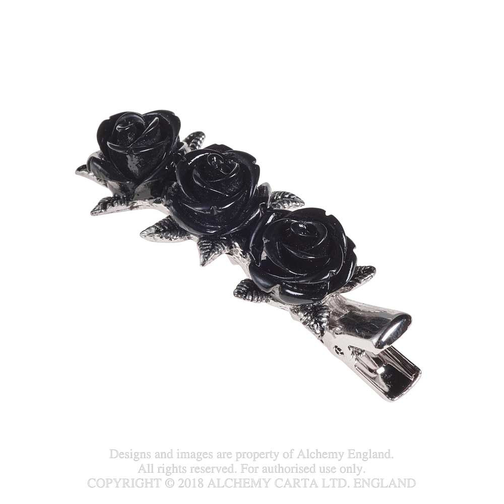 black rose hair clip