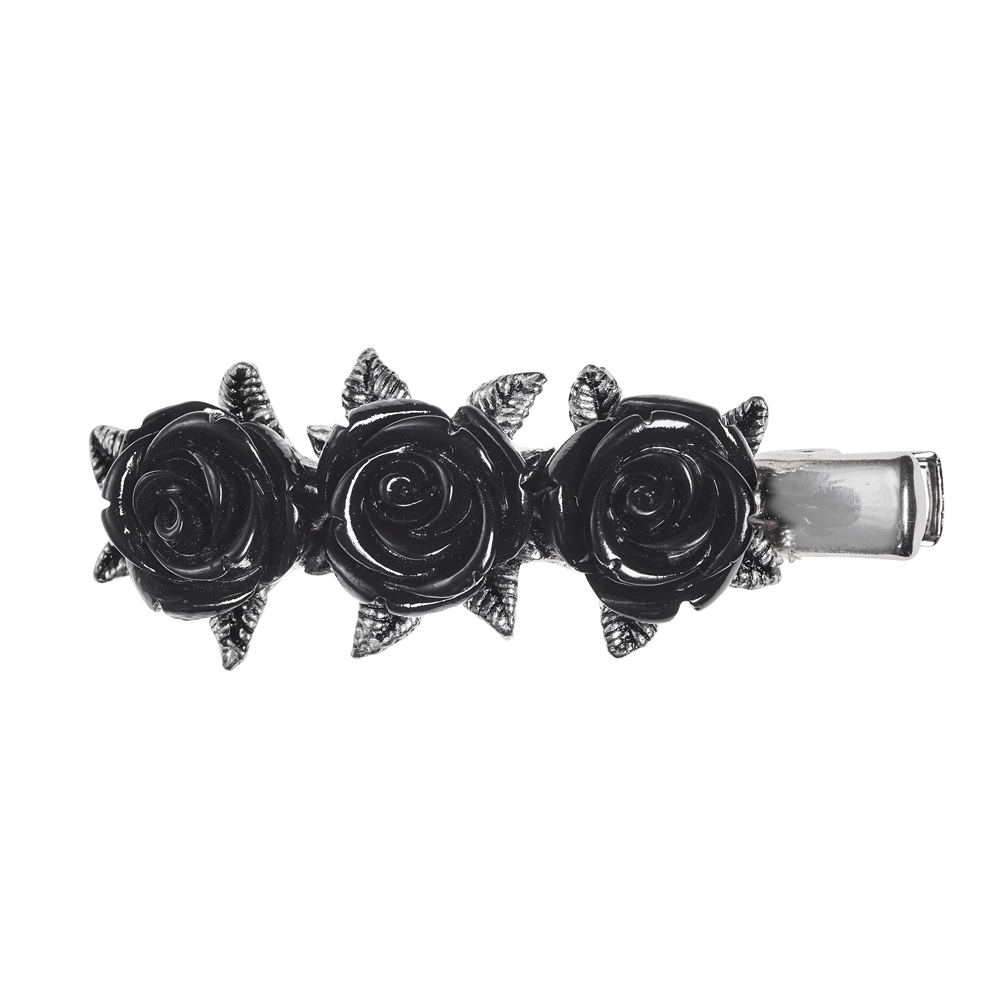 black rose hair clip