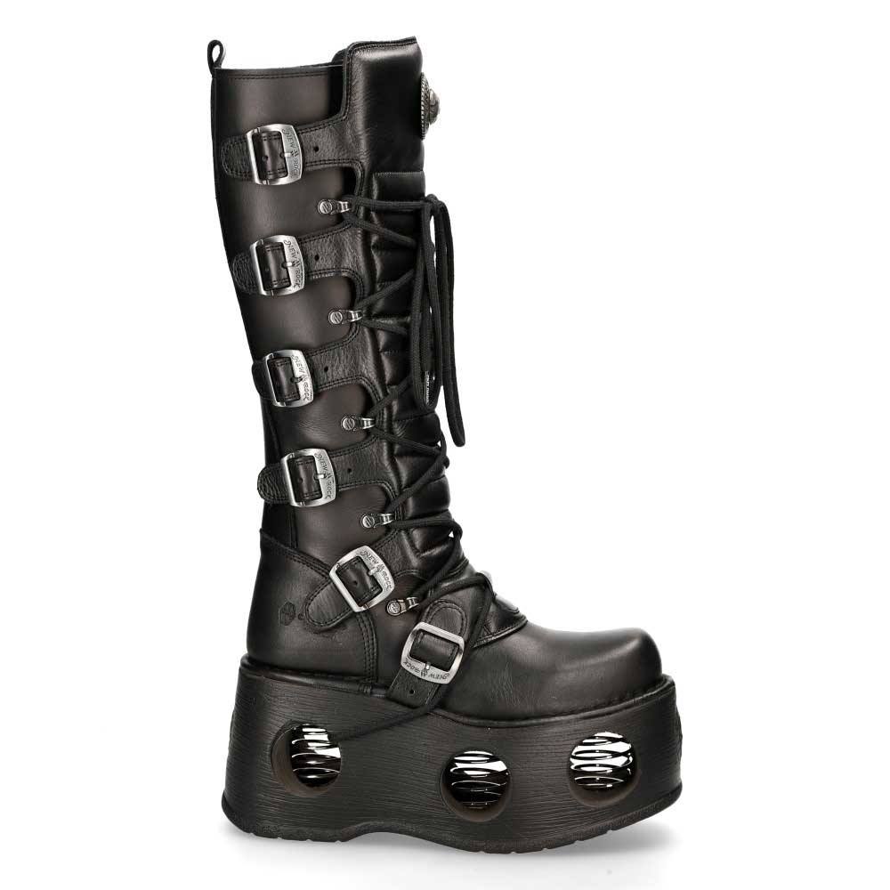 New Rock Botte, Chaussure Haute, Botte Haute 272-S2 Noir Avec