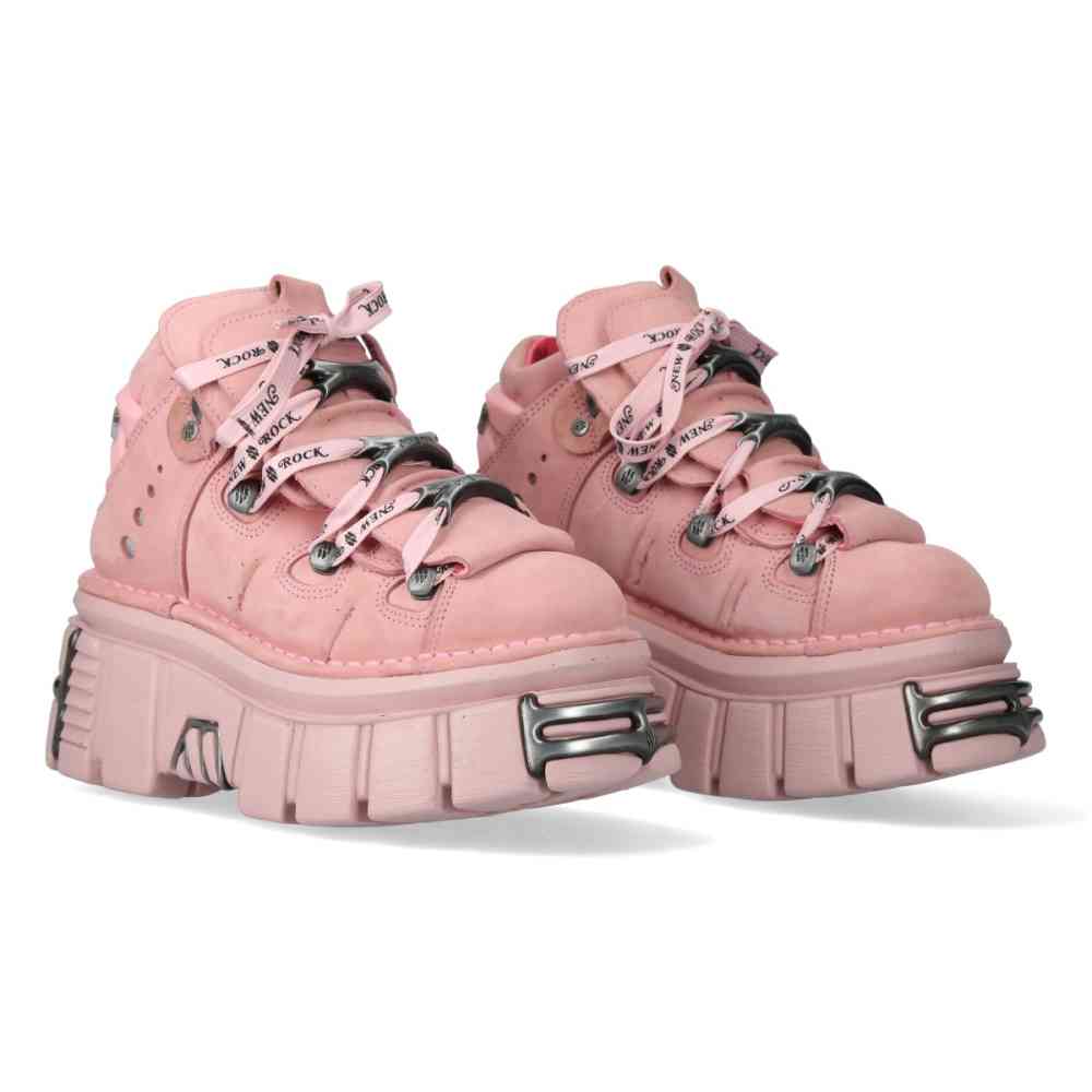 Stivali New Rock M-106-C181 Gotici E Punk – Plateau 10 Cm E Tacco 13 Cm, Pelle Di Mucca Nera, Chiusura Con Lacci, Unisex, Suola PU-ULTRA Per Massimo Comfort
