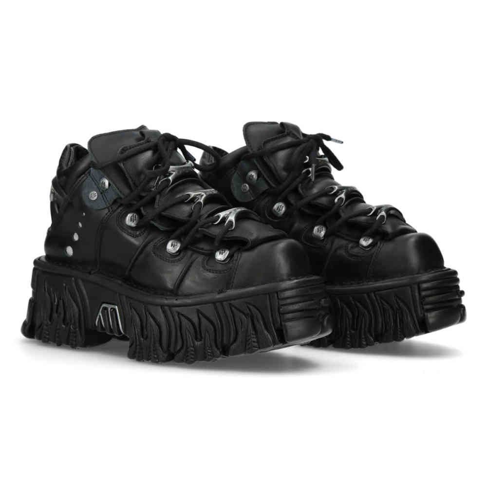 New Rock Enkellaarsjes leer zwart dames schoen platform ICONIC 106 New Rock Enkellaarsjes leer zwart dames schoen platform ICONIC 106