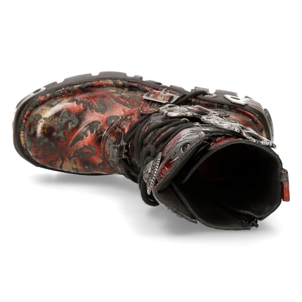 Bottes New Rock Modèle 591 Réacteur Rouge - Taille 42 - En Cuir - Occasion (état à Voir Sur Photos)