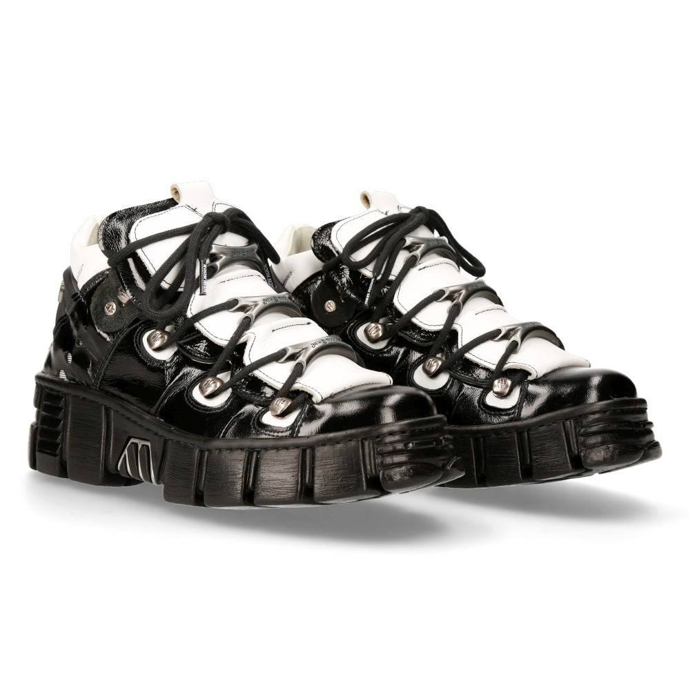 New Rocks All White New Rock New Rock - MWALL106S4 Plateau sneakers - Wit/Zwart | Attitude