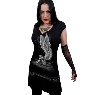 SPIRAL DIRECT Stud Waist Mini Dress//Rock//Metal//Roses//Angel//Women//Girls//Top//Tee