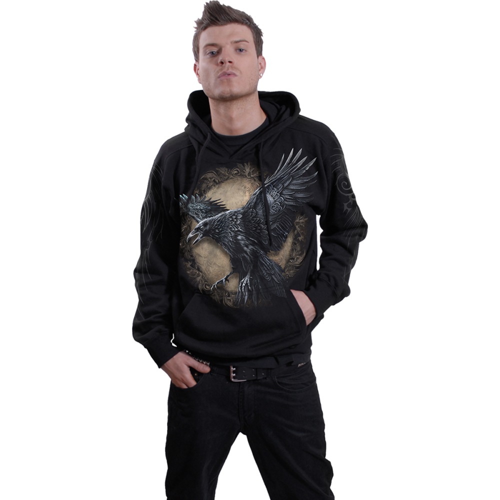 Spiral Men's Regular Fit Hooded Sweatshirt - Gothic Gamer Design, 100% Cotton Fleece Hoodie - View #3