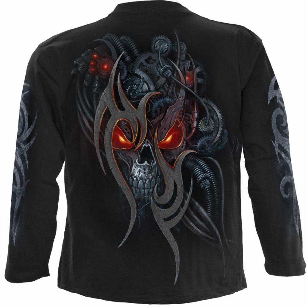 Spiral Steampunk Skull T-Shirt à Manches Longues Noir