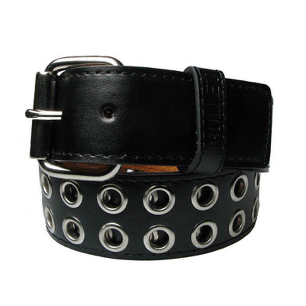 Bullet Studded Punk Rivet Belt - Zwarte Lederen Rock Riem Met Zilveren Kogels