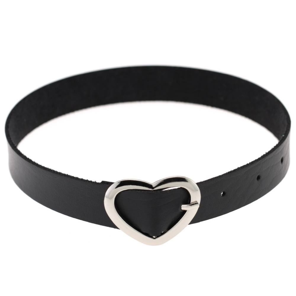 Bullet 69 Bullet 69 Heart Buckle Choker Zwart/Zwart Attitude