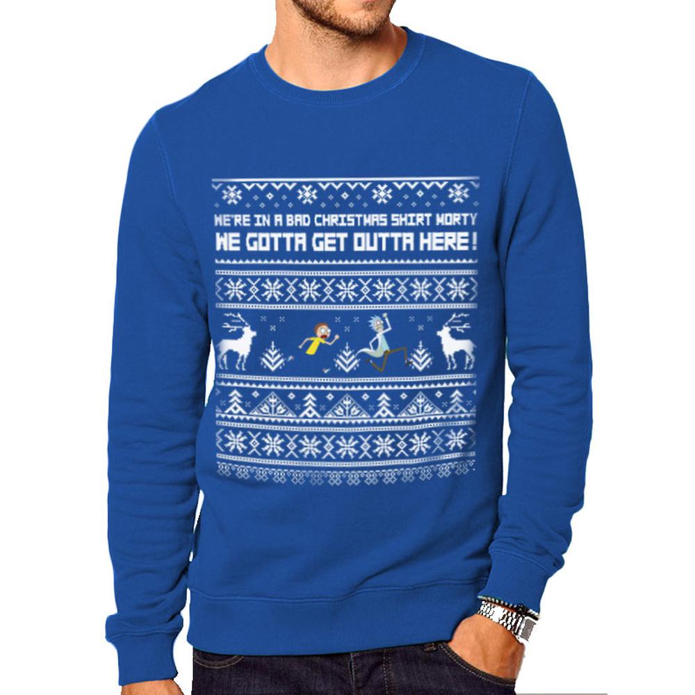 Rick And Morty Schlechte Weihnachten Weihnachten Unisex Sweatshirt Pullover Blau Attitude Deutschland