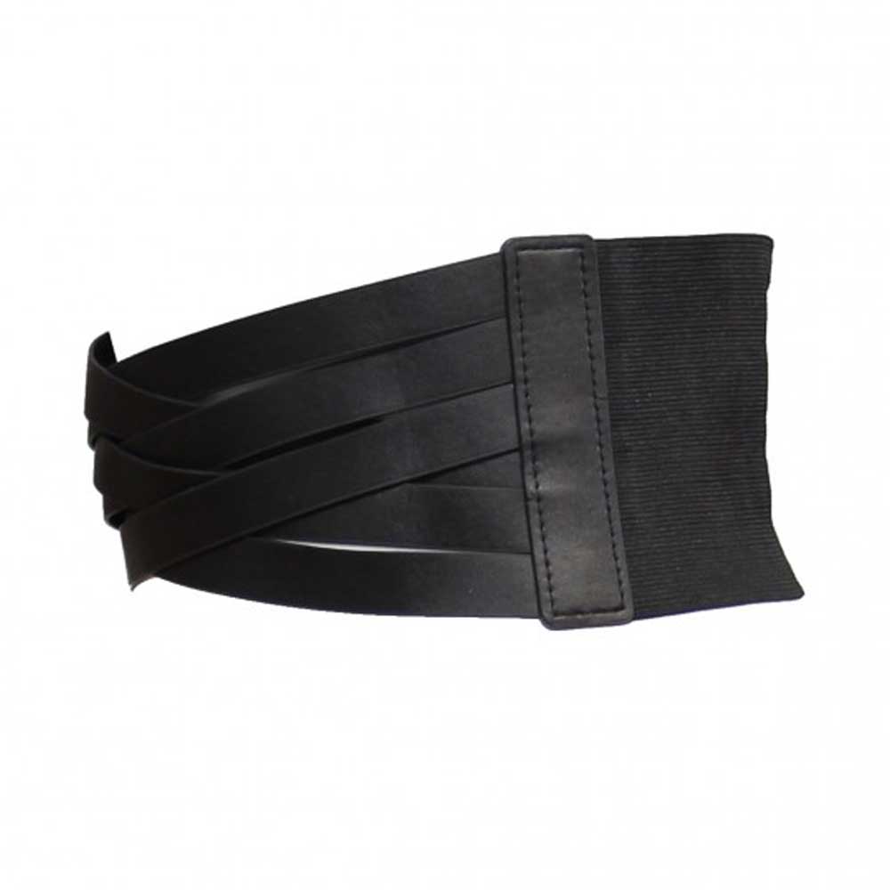 Zac's Alter Ego® 12cm Black Interlaced Leather Effect Waist Corset Belt 