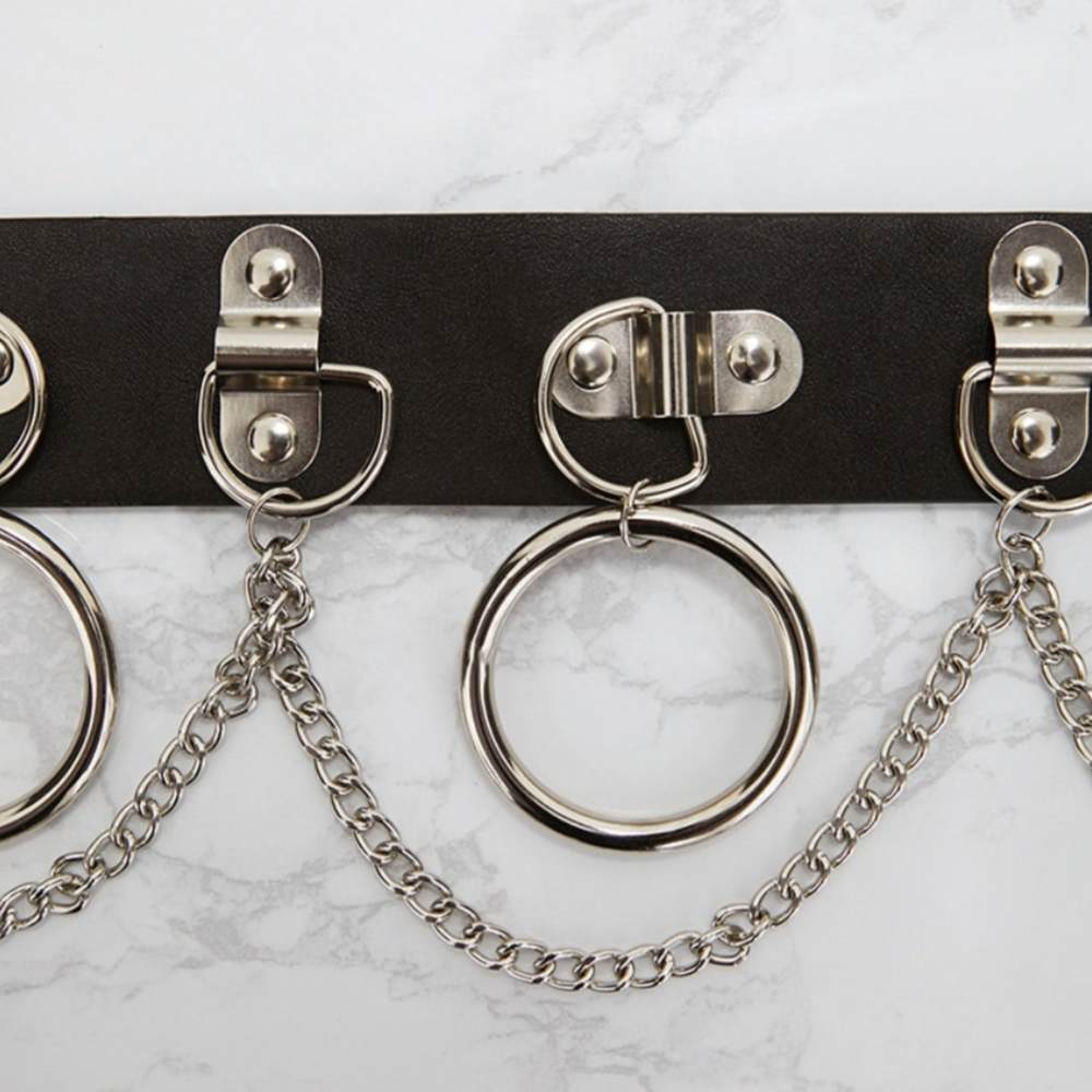 belt with hoops and chains