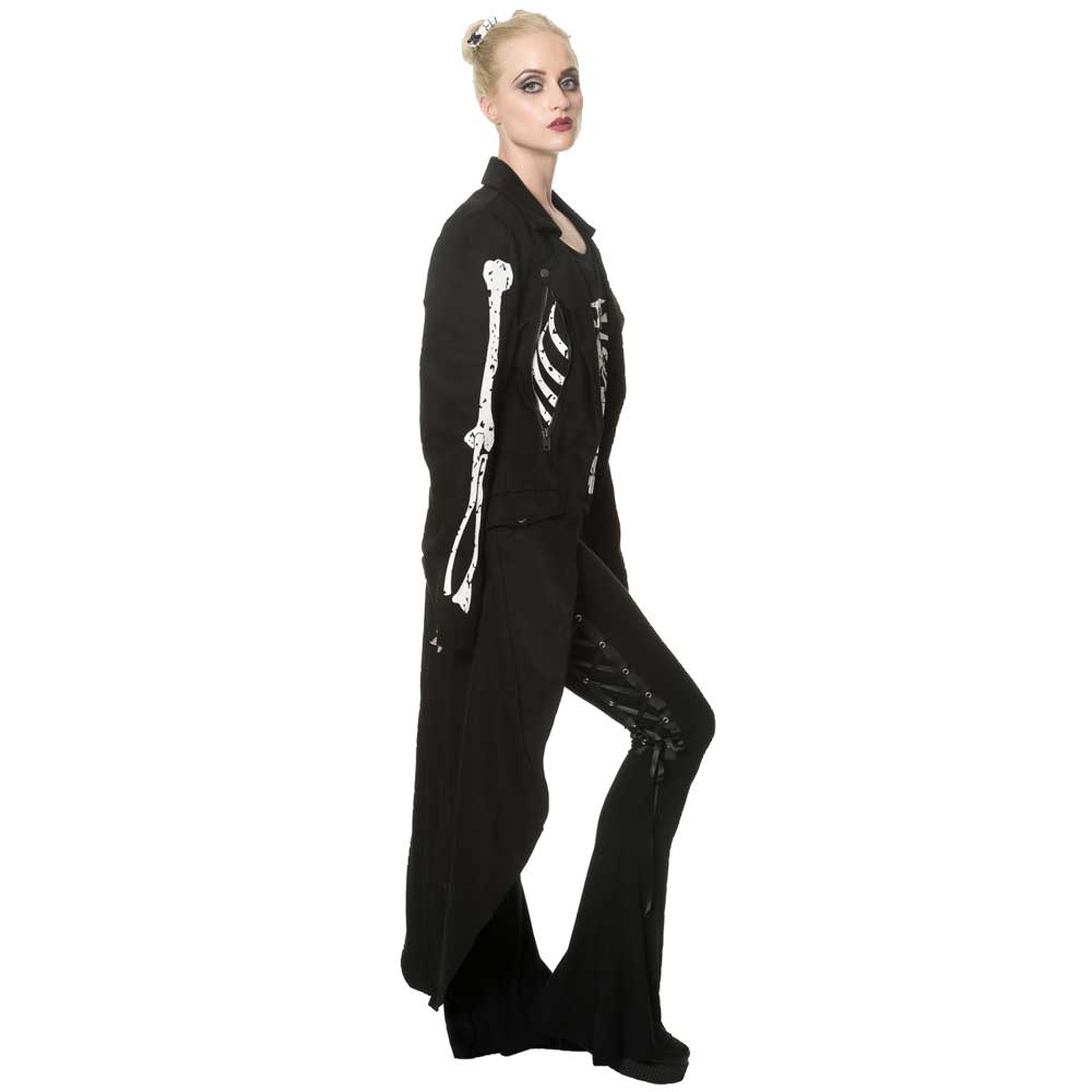 Women/'s Gothic Punk Emo Rockabilly Skeleton Bones Jacket Coat By Banned Apparel