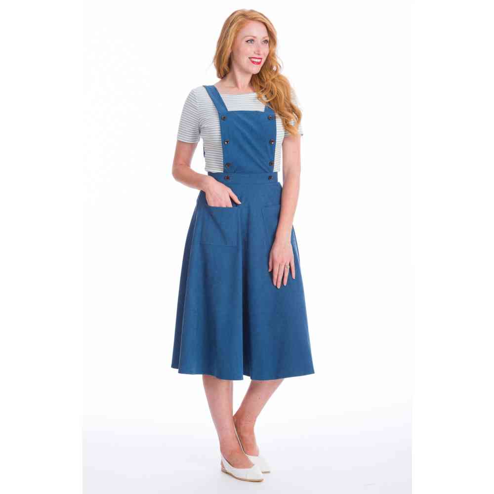 Dancing Days Dancing Days - BOOK SMART PINAFORE Flare dress - Blue | At