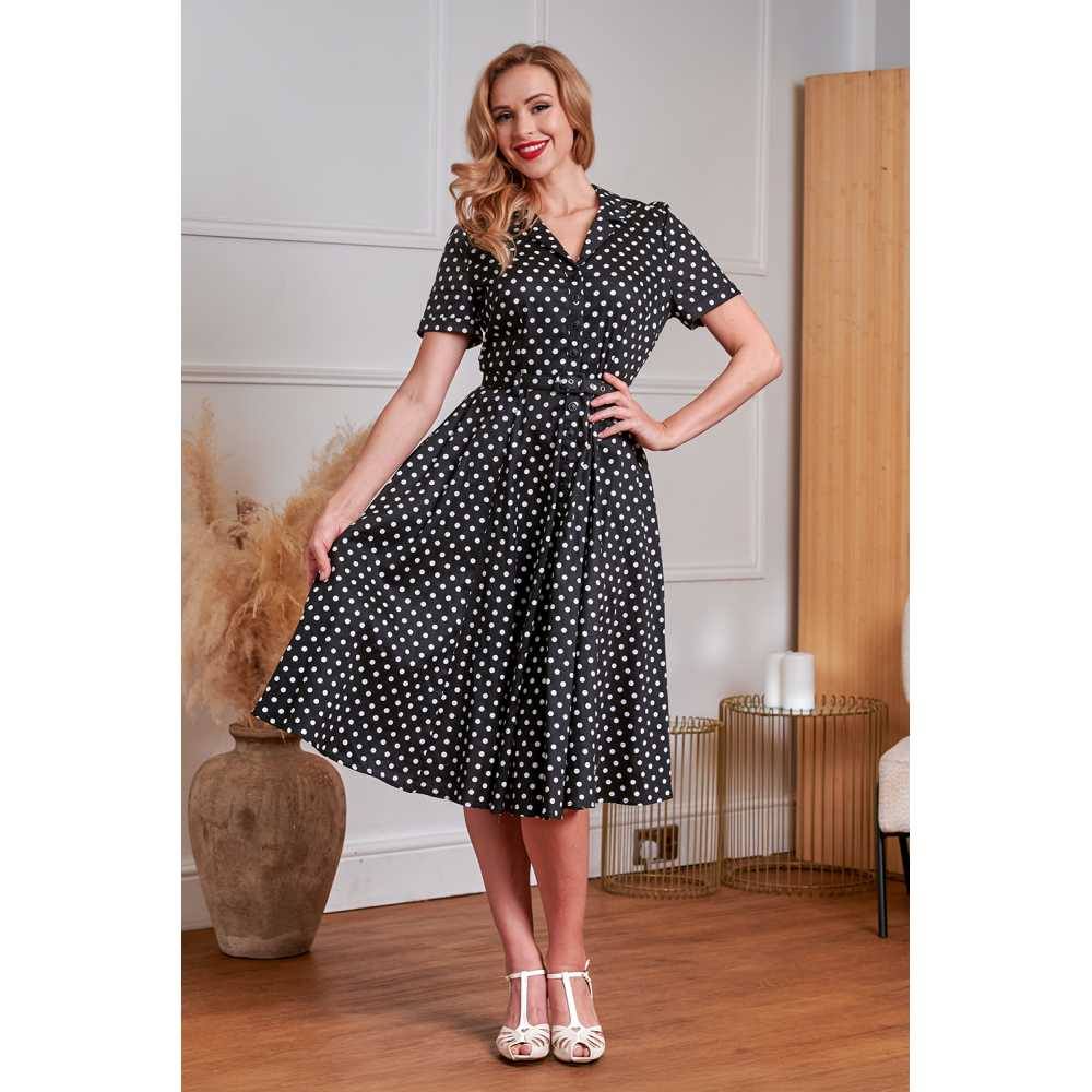 Banned Banned - Bella Polka Swing Flare dress - Black | Attitude Europe Banned Banned - Bella Polka Swing Flare dress - Black | Attitude Europe