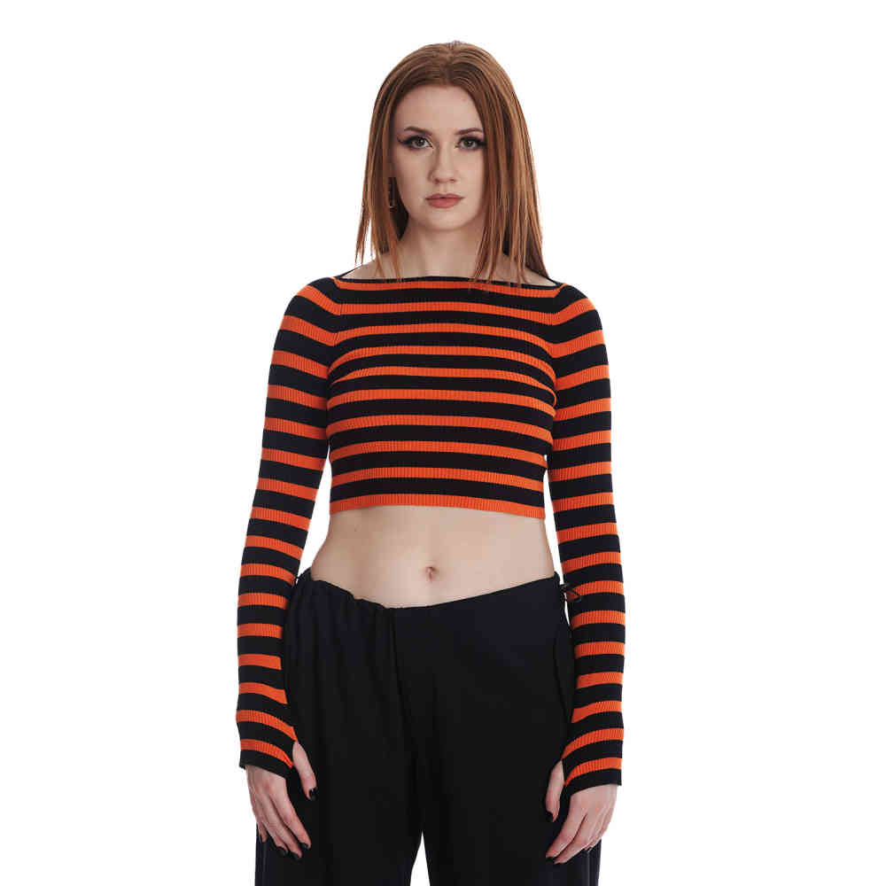 Banned Banned Frances Striped Pull en tricot Orange/Noir