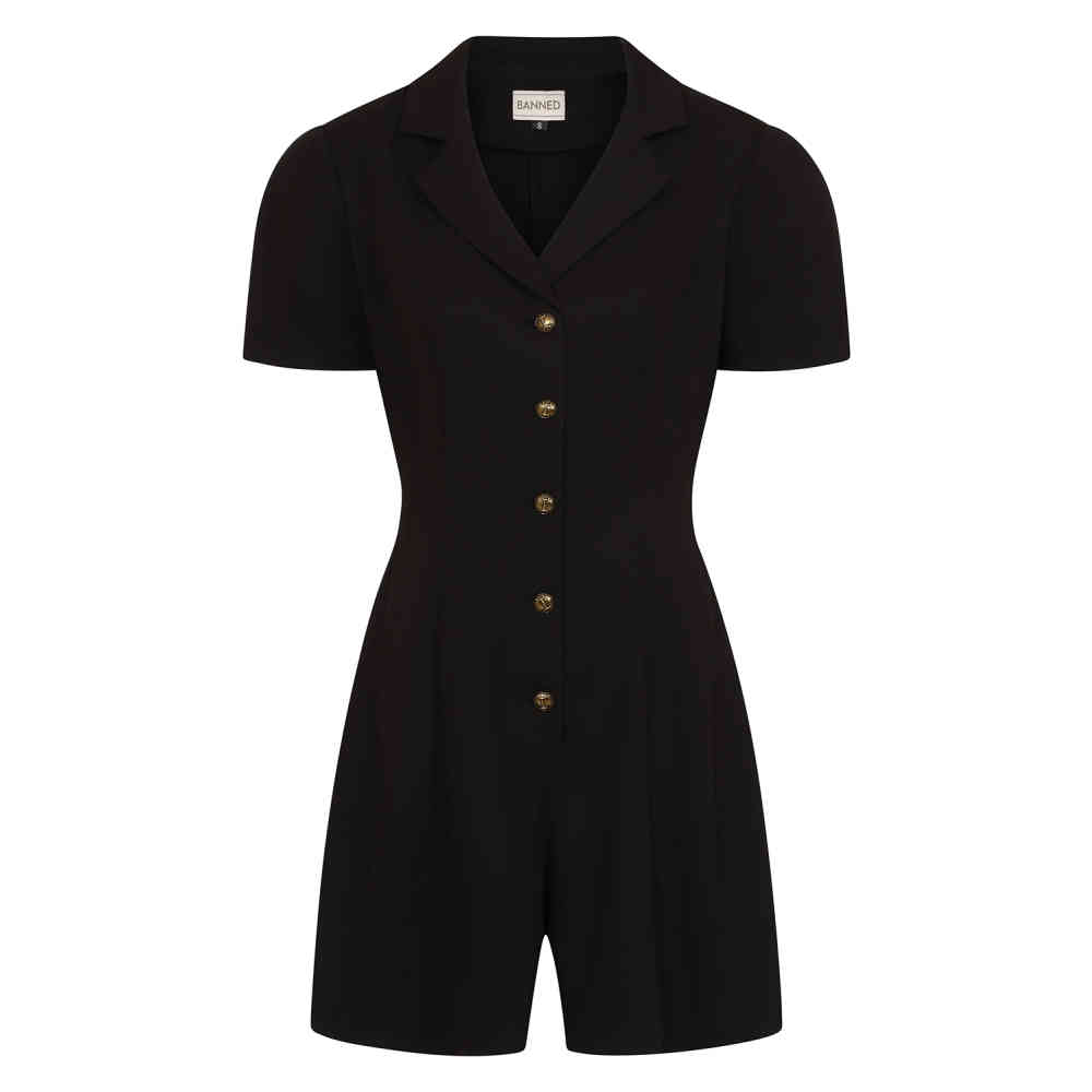 Banned Banned Retro Combishort Noir Attitude France