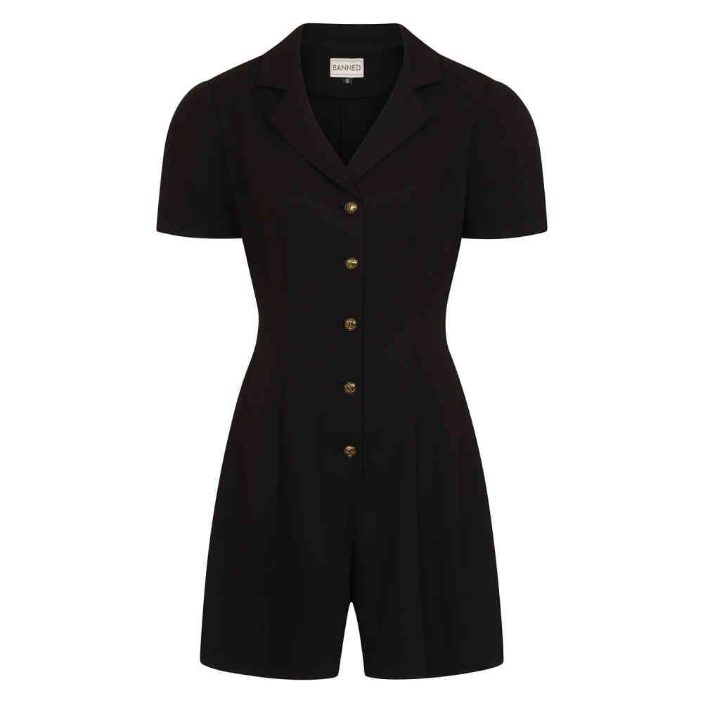 Banned Banned Retro Combishort Noir Attitude France