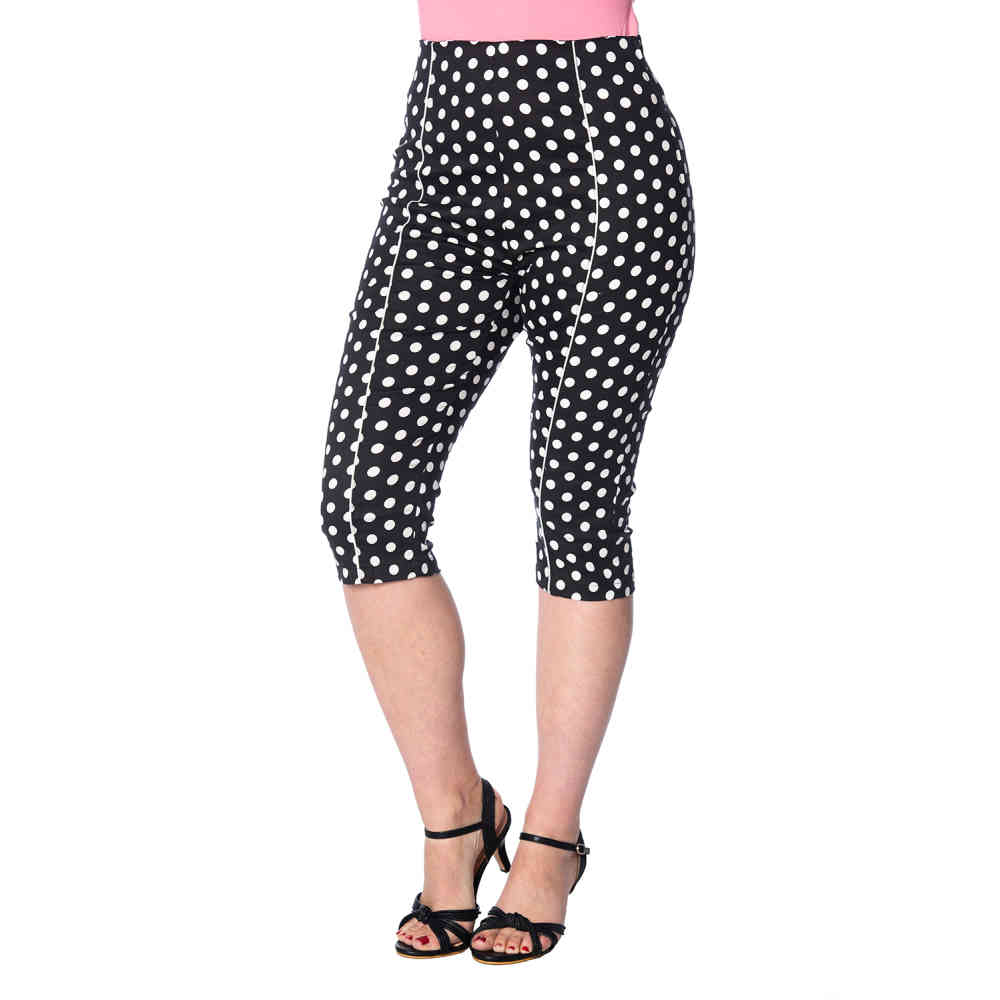 black and white polka dot capri pants