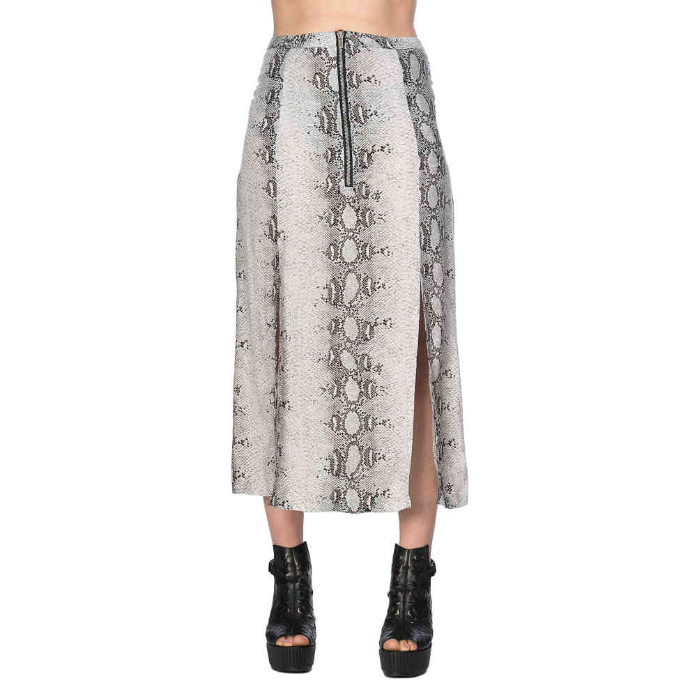 gray snake print skirt