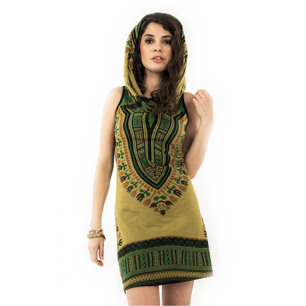 green hippie dress