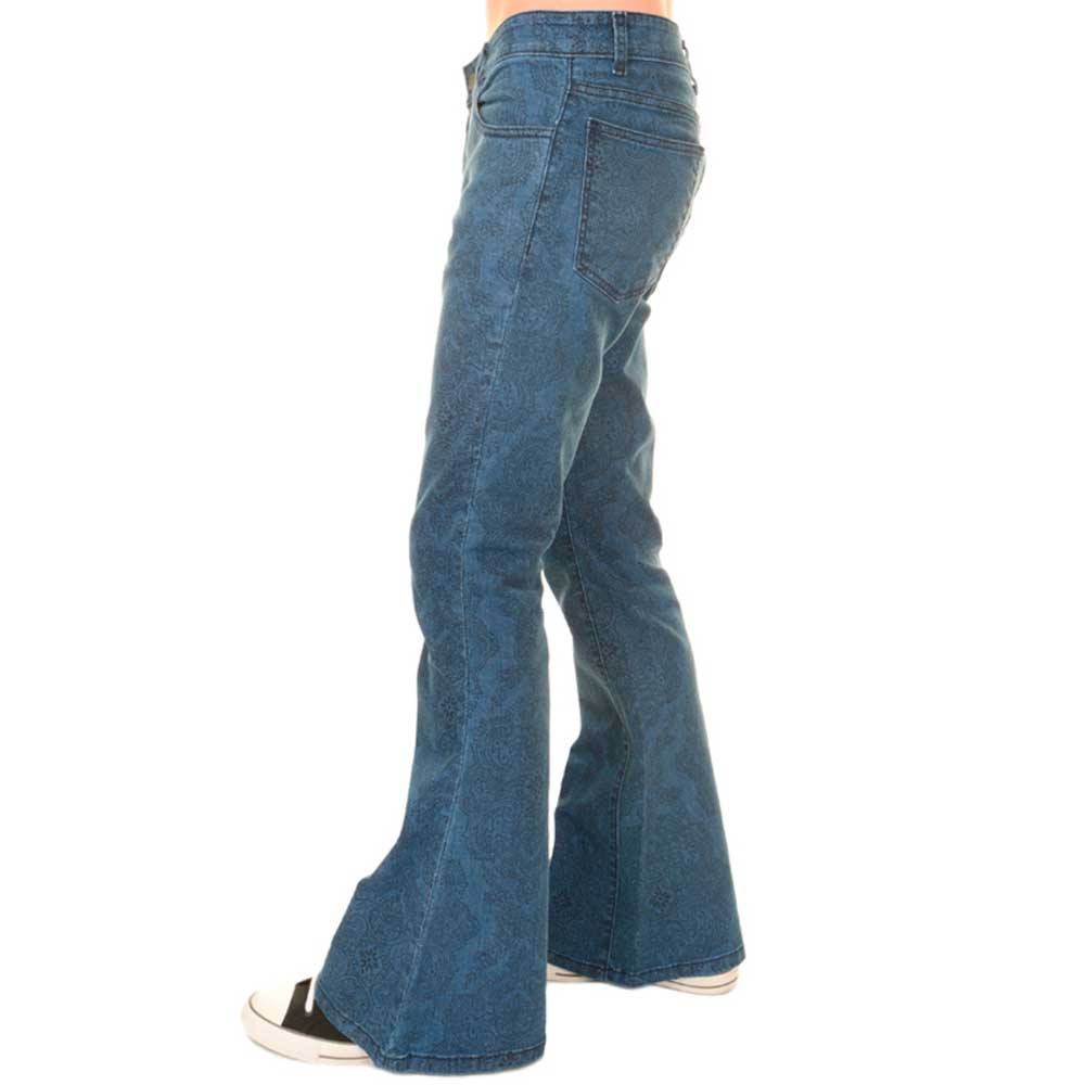 tetraëder gevoeligheid Achternaam Run & Fly Run & Fly Flared jeans Denim Hendrix Paisley Blauw | Attitude