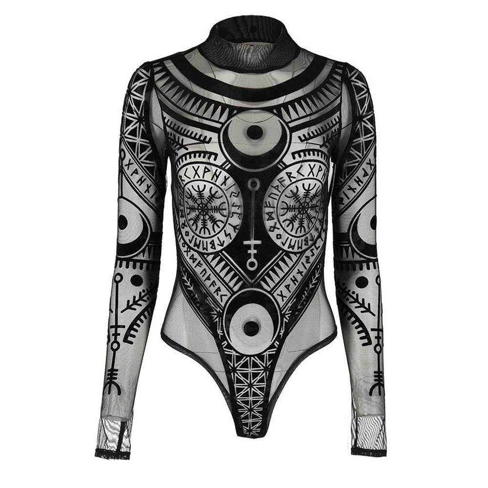 Mok accessoires Natte sneeuw Restyle Restyle Bodysuit RUNES MESH Zwart | Attitude Holland