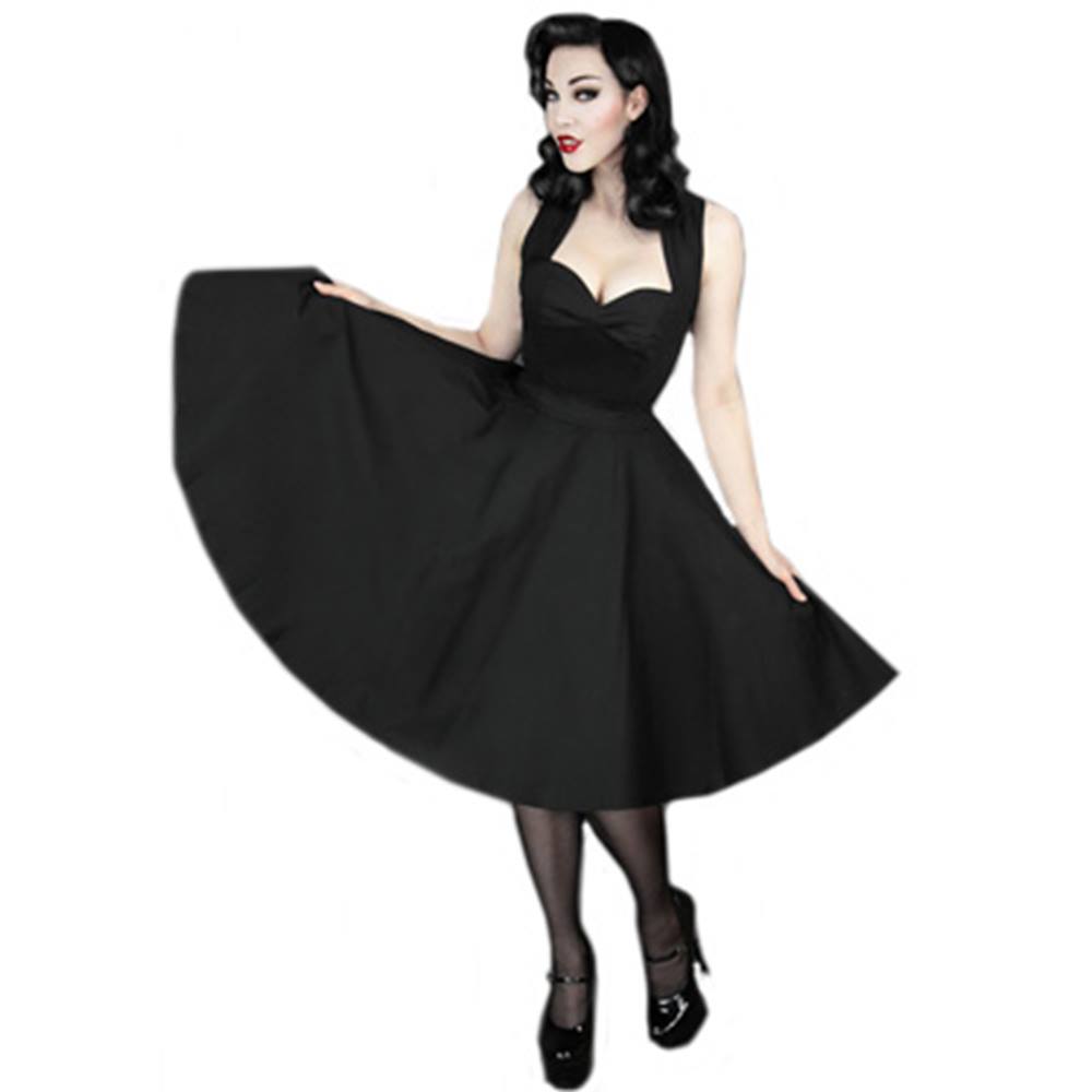 Restyle Vintage Rockabilly 50 S Retro Pin Up Jurk Zwart Attitude